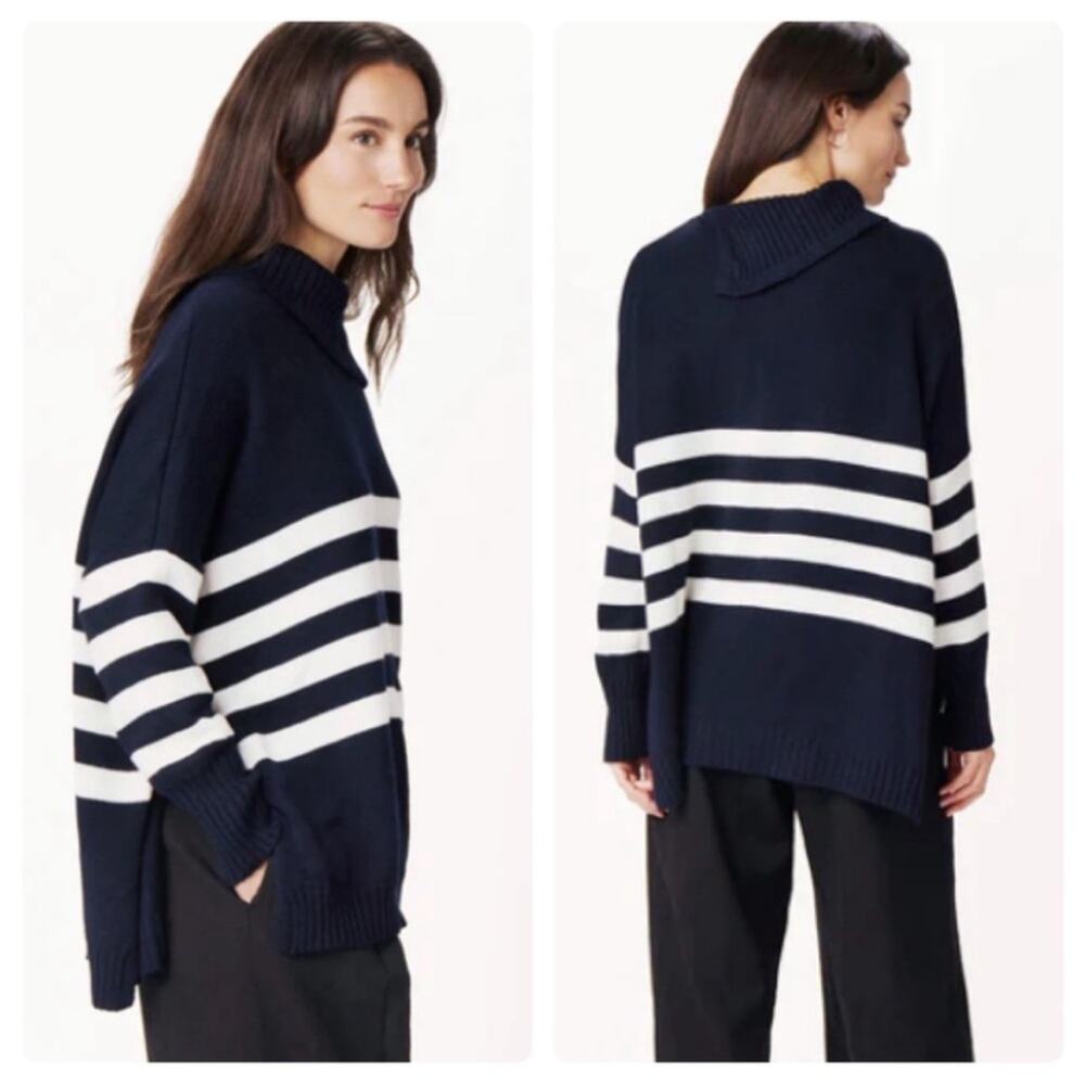 MERSEA One Size Marina Sweater Striped Tunic Foldover Neckline